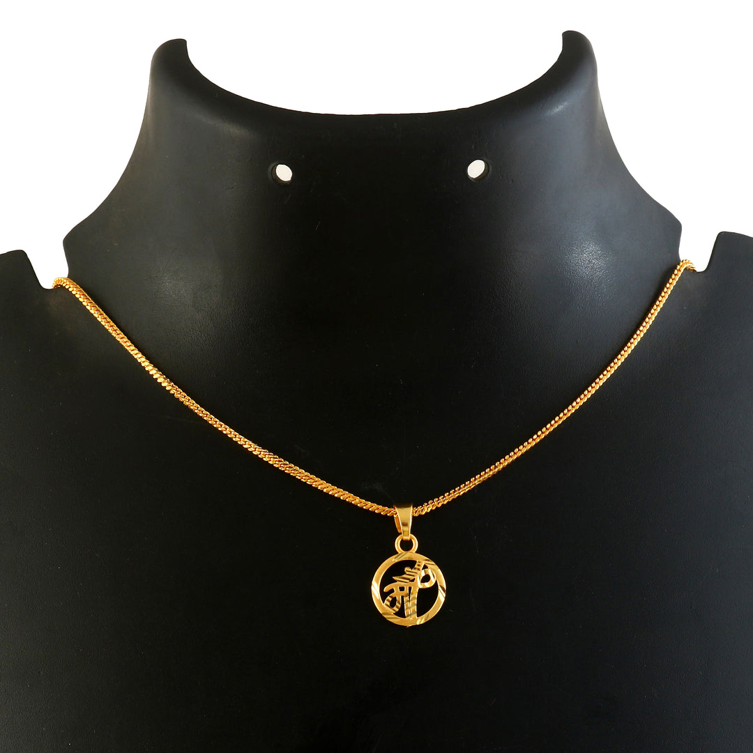 Unisex Micro Gold Plated Maa Pendant With Chain