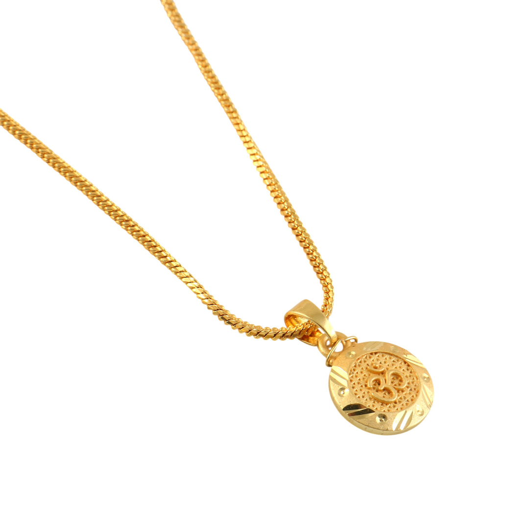 Unisex Micro Gold Plated Om Pendant With Chain