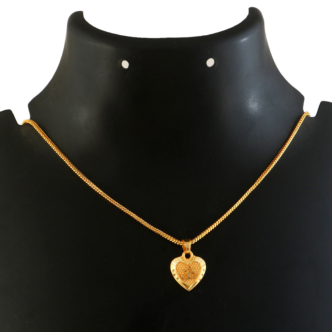 Unisex Micro Gold Plated Om Pendant With Chain