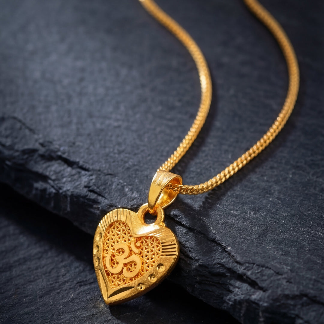 Unisex Micro Gold Plated Om Pendant With Chain