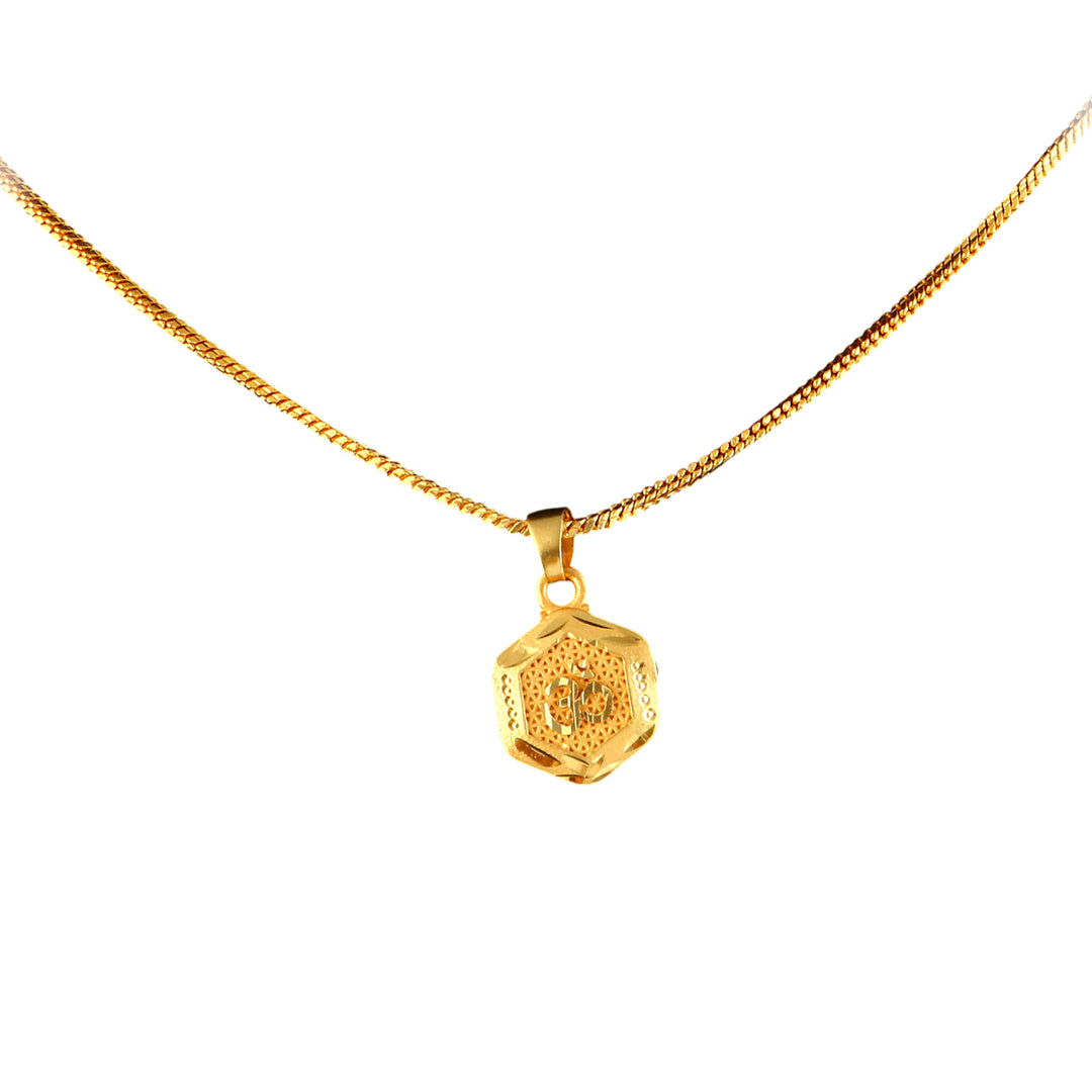 Unisex Micro Gold Plated Om Pendant With Chain