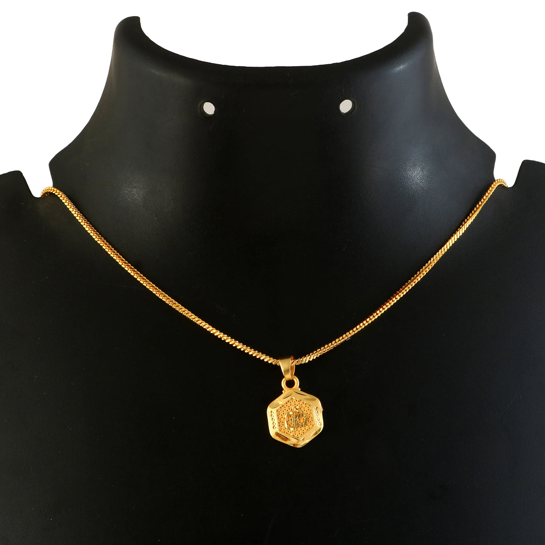 Unisex Micro Gold Plated Om Pendant With Chain