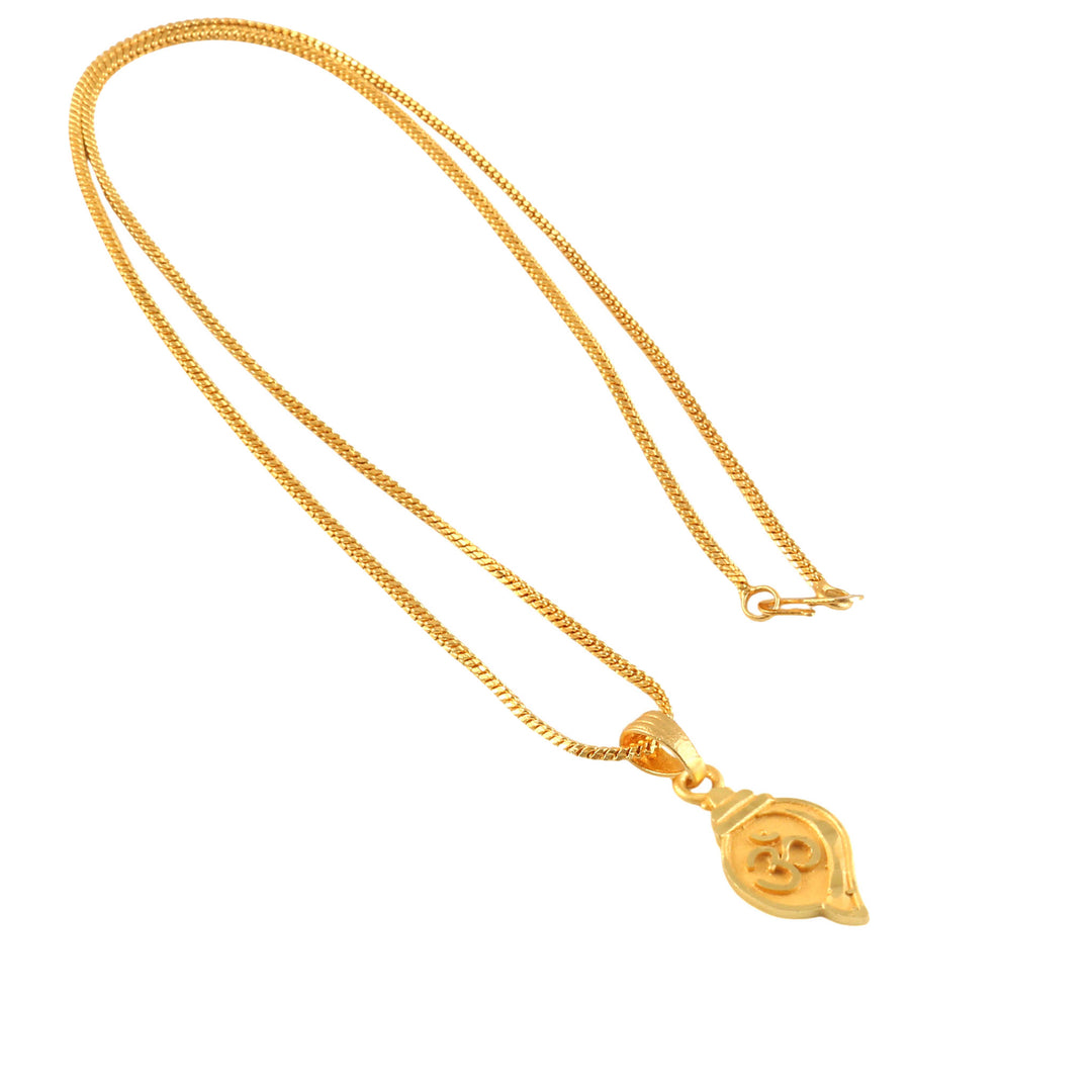 Unisex Micro Gold Plated Om Pendant With Chain