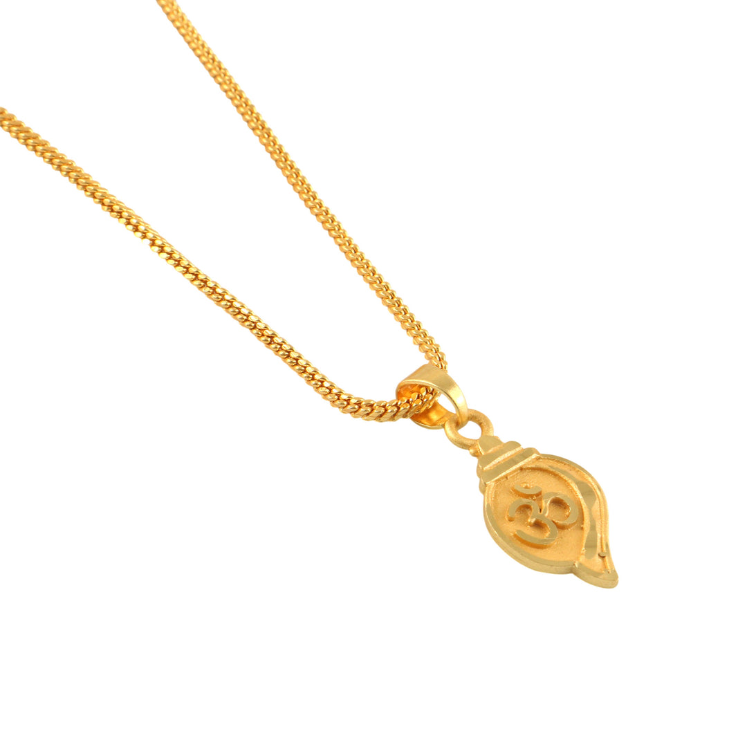 Unisex Micro Gold Plated Om Pendant With Chain