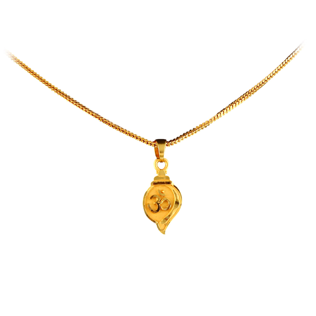Unisex Micro Gold Plated Om Pendant With Chain