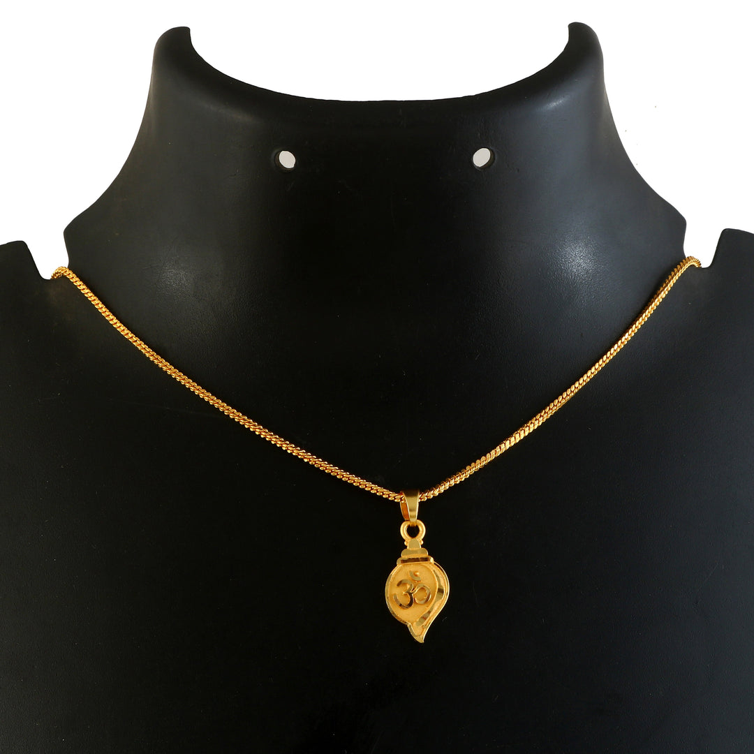 Unisex Micro Gold Plated Om Pendant With Chain