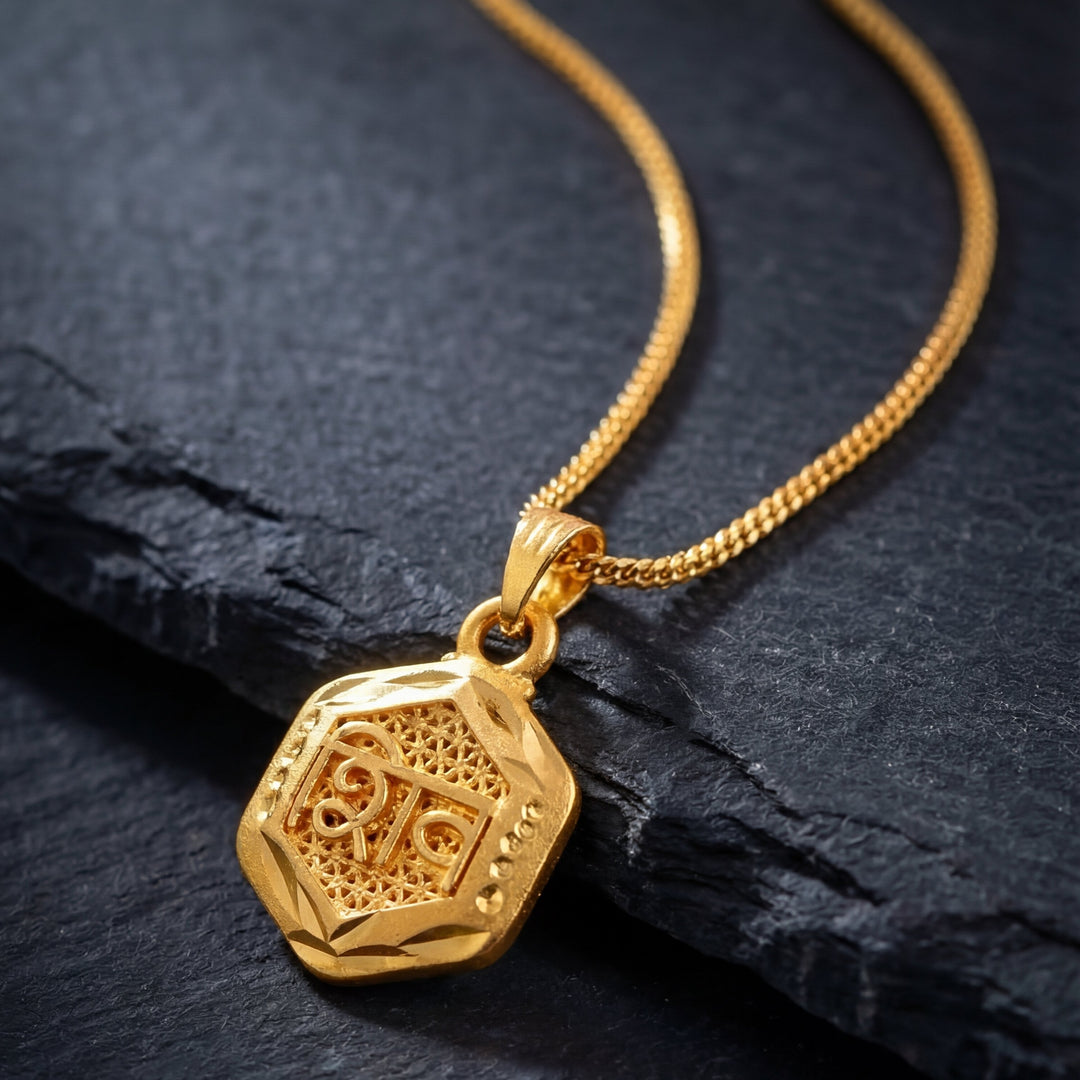 Unisex Micro Gold Plated Shiv Pendant With Chain