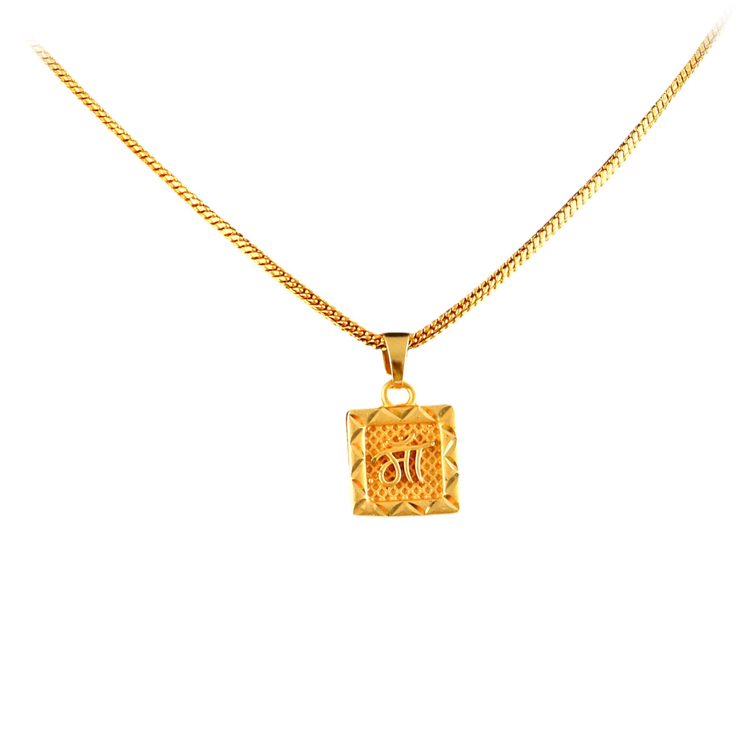 Unisex Micro Gold Plated Maa Pendant With Chain