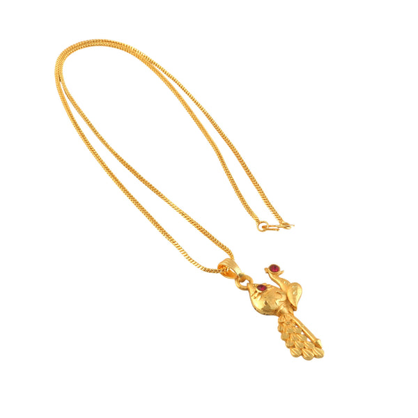 Unisex Micro Gold Plated Peacock Pendant With Chain