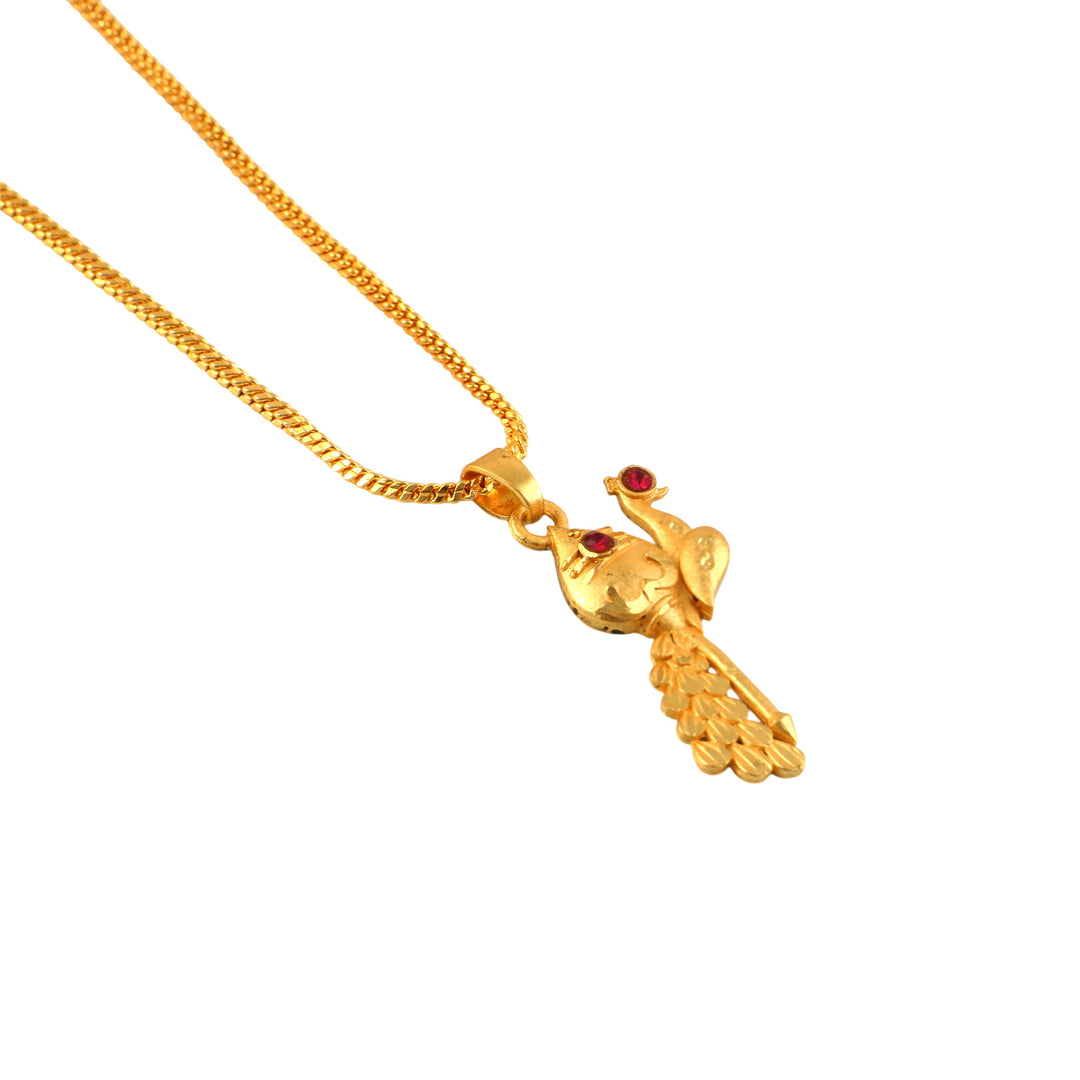 Unisex Micro Gold Plated Peacock Pendant With Chain