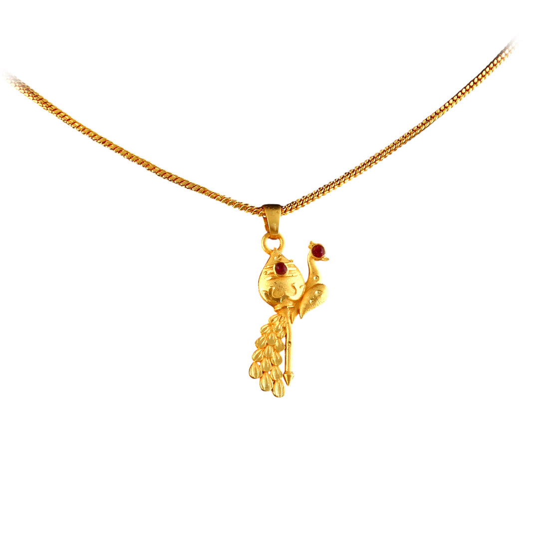 Unisex Micro Gold Plated Peacock Pendant With Chain