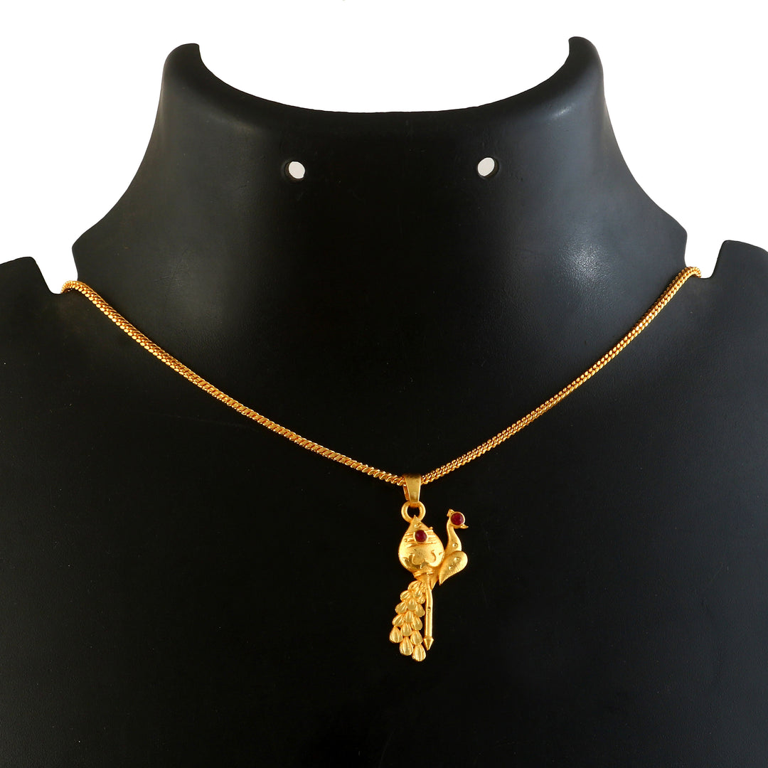 Unisex Micro Gold Plated Peacock Pendant With Chain