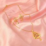 Load image into Gallery viewer, Gold-Plated American - Diamond Studded Pendant Necklace Set with Earrings
