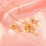 Load image into Gallery viewer, Gold-Plated American - Diamond Studded Pendant Necklace Set with Earrings
