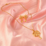 Load image into Gallery viewer, Gold-Plated American - Diamond Studded Pendant Necklace Set with Earrings
