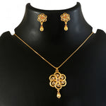 Load image into Gallery viewer, Gold-Plated American - Diamond Studded Pendant Necklace Set with Earrings
