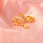 Load image into Gallery viewer, Gold-Plated American - Diamond Studded Pendant Necklace Set with Earrings
