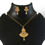 Load image into Gallery viewer, Gold-Plated American - Diamond Studded Pendant Necklace Set with Earrings
