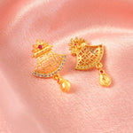 Load image into Gallery viewer, Gold-Plated American - Diamond Studded Pendant Necklace Set with Earrings
