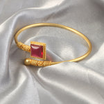 Load image into Gallery viewer, Gold-Plated Stone Studded Adjustable Kada Bracelet
