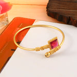Load image into Gallery viewer, Gold-Plated Stone Studded Adjustable Kada Bracelet
