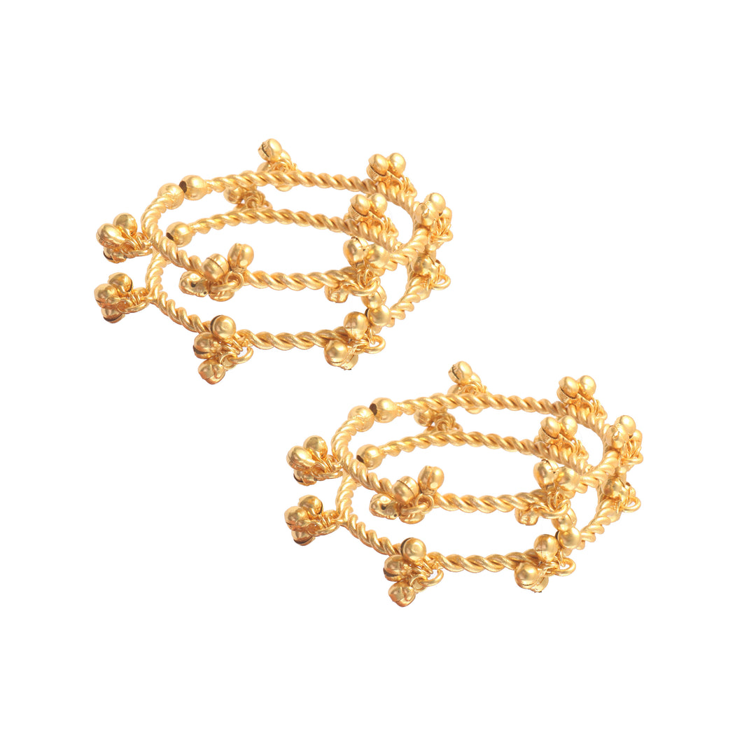 Set Of 4 Contemporary Gold-Plated Ghungroo Beaded Ajustable Bangle