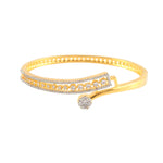 Load image into Gallery viewer, 18K Gold-Plated Cubic Zirconia Studded 1 Flower Motif Double Row Bangle-Style Bracelet
