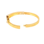 Load image into Gallery viewer, 18K Gold-Plated Cubic Zirconia Studded 1 Flower Motif Double Row Bangle-Style Bracelet
