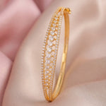 Load image into Gallery viewer, 18KT Gold-Plated Cubic Zirconia Studded Bangle-Style Bracelet
