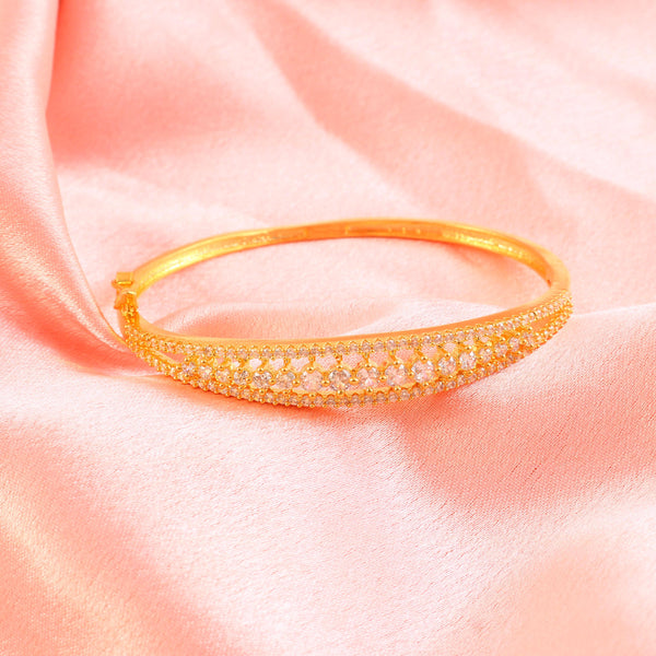 18KT Gold-Plated Cubic Zirconia Studded Bangle-Style Bracelet