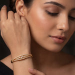 Load image into Gallery viewer, 18KT Gold-Plated Cubic Zirconia Studded Bangle-Style Bracelet
