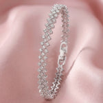 Load image into Gallery viewer, Rhodium Plated Sparkling AD &amp; Cubic Zirconia Studded Tennis Bracelet
