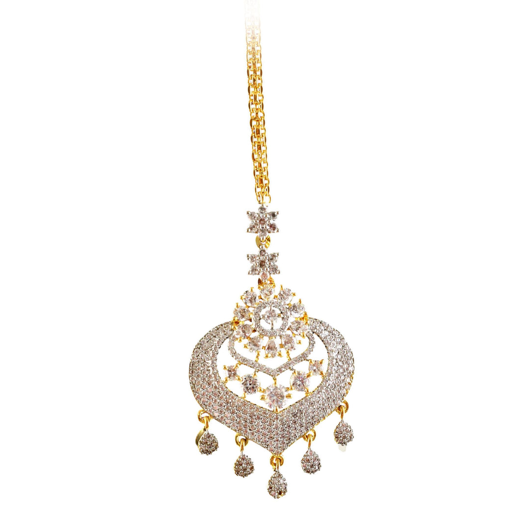 18K Gold-Plated Cubic Zirconia Studded Maang Tikka