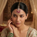 Load image into Gallery viewer, 18K Gold-Plated Cubic Zirconia Studded Maang Tikka

