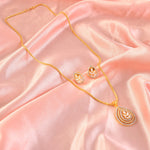 Load image into Gallery viewer, 18 Kt Gold Plated Pearl &amp; Cubic Zirconia Studded Pendant Necklace Set
