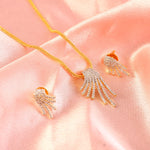 Load image into Gallery viewer, 18 Kt Gold Plated Pearl &amp; Cubic Zirconia Studded Pendant Necklace Set
