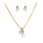 Load image into Gallery viewer, 18 Kt Gold Plated Pearl &amp; Cubic Zirconia Studded Pendant Necklace Set
