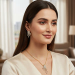 Load image into Gallery viewer, 18 Kt Gold Plated Pearl &amp; Cubic Zirconia Studded Pendant Necklace Set
