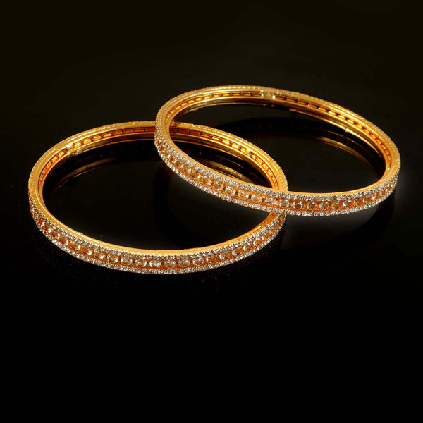 Set of 2 Gold-Plated American Diamond Studded Bangles