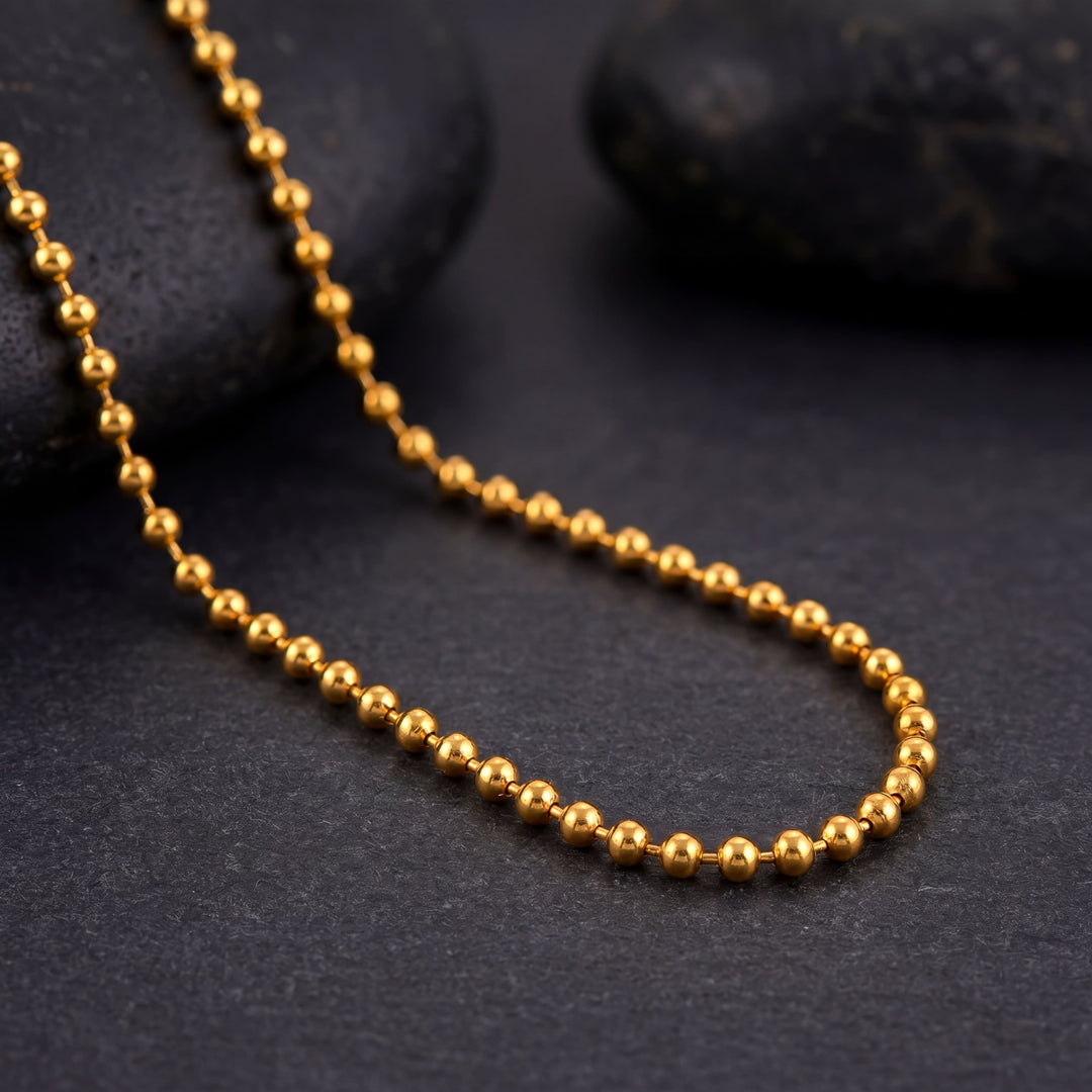 Gold-Plated Minimalist Ball Bead Chain Necklace