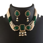 Load image into Gallery viewer, Elegant Pearl Multi-Strand Choker Jewellery Set with Matching Earrings
