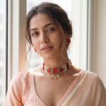 Load image into Gallery viewer, Elegant Pearl Multi-Strand Choker Jewellery Set with Matching Earrings
