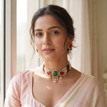 Load image into Gallery viewer, Elegant Pearl Multi-Strand Choker Jewellery Set with Matching Earrings
