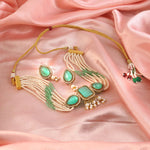 Load image into Gallery viewer, Elegant Pearl Multi-Strand Choker Jewellery Set with Matching Earrings
