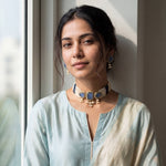 Load image into Gallery viewer, Elegant Pearl Multi-Strand Choker Jewellery Set with Matching Earrings
