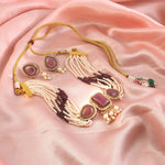 Load image into Gallery viewer, Elegant Pearl Multi-Strand Choker Jewellery Set with Matching Earrings
