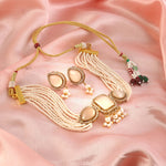 Load image into Gallery viewer, Elegant Pearl Multi-Strand Choker Jewellery Set with Matching Earrings
