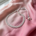 Load image into Gallery viewer, Silver-Plated Sparkling CZ Stone Choker Necklace with Adjustable Thread Closure
