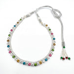 Load image into Gallery viewer, Multi Color Silver-Plated Sparkling CZ Stone Choker Necklace with Adjustable Thread Closure
