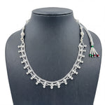 Load image into Gallery viewer, Silver-Plated Sparkling CZ Stone Choker Necklace with Adjustable Thread Closure
